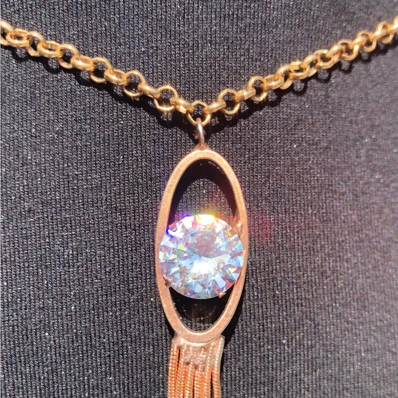 ✔️SOLD✔️copper tasseled pendant w/ brilliant huge moissanite stone - Picture 5 of 14